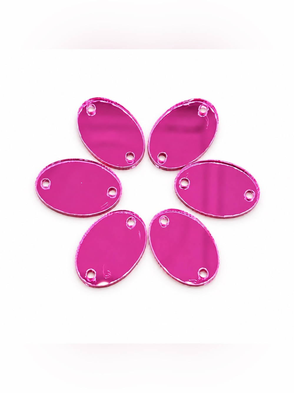 50 Fuchsia Pink Mirrored Oval Sequins | Sew-On Craft Embellishments